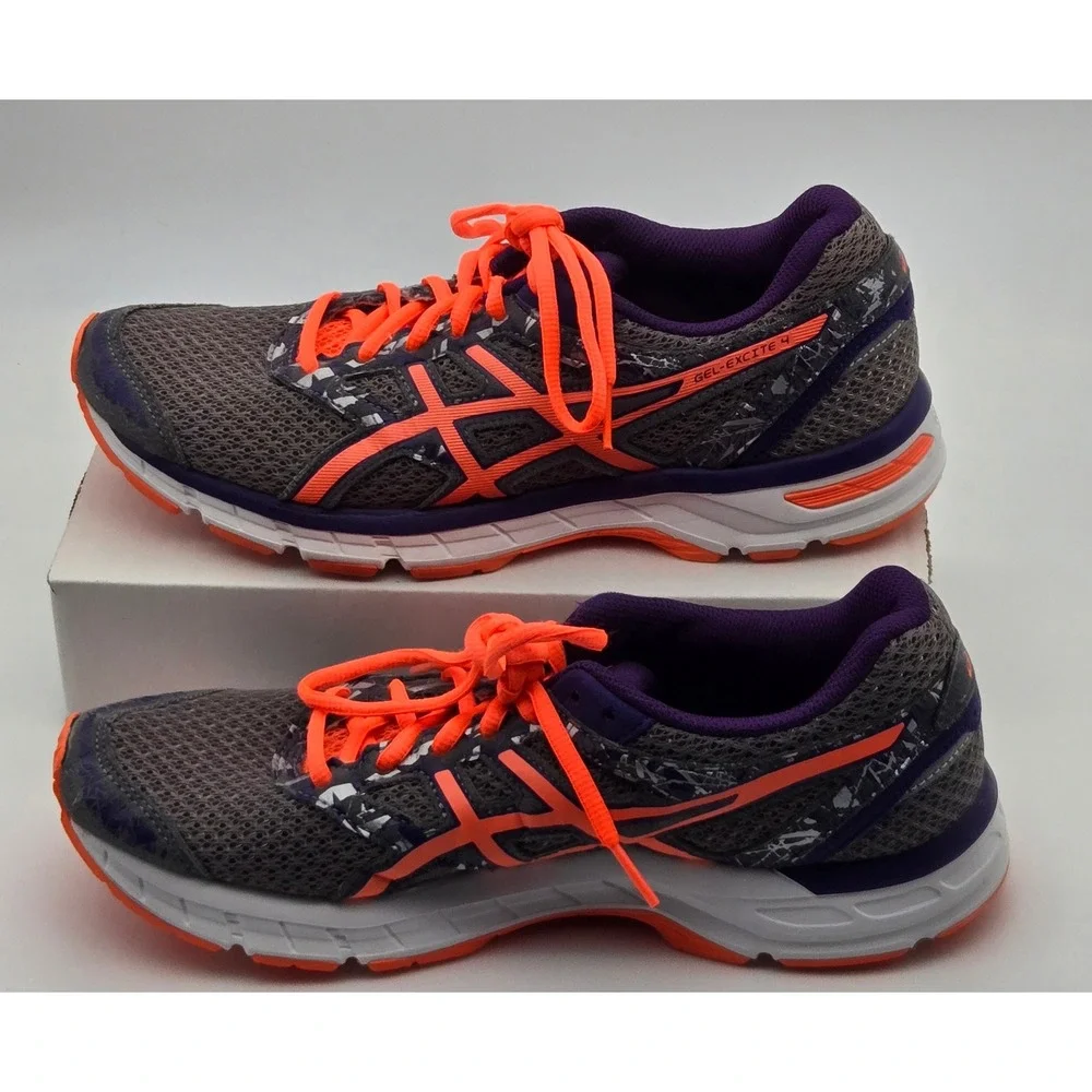 Asics Gel-Excite 4 Running Shoes Womens Size‎ 9 Gray Purple Orange T6E8N